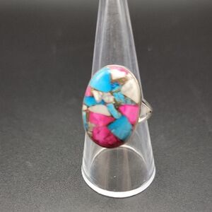 Cotton Candy Dalia Kingman Turquoise Ring 925 Sterling Silver Handmade Jewelry 9